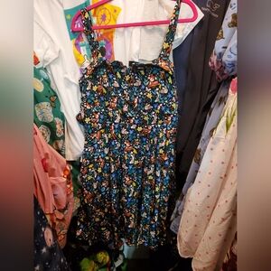 Vibrant Blue Floral and Animal Print Dress